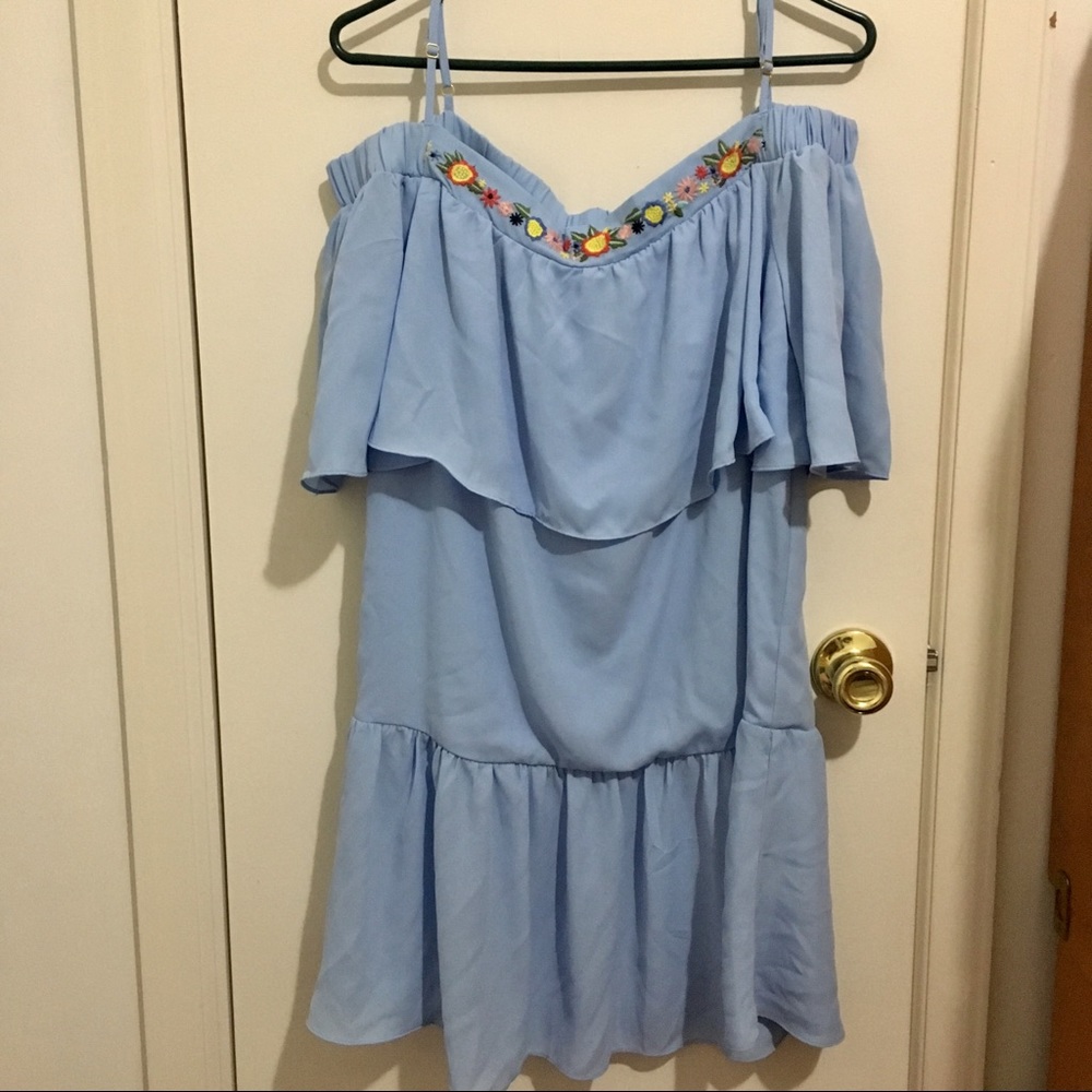 Blue Off the Shoulder Dress